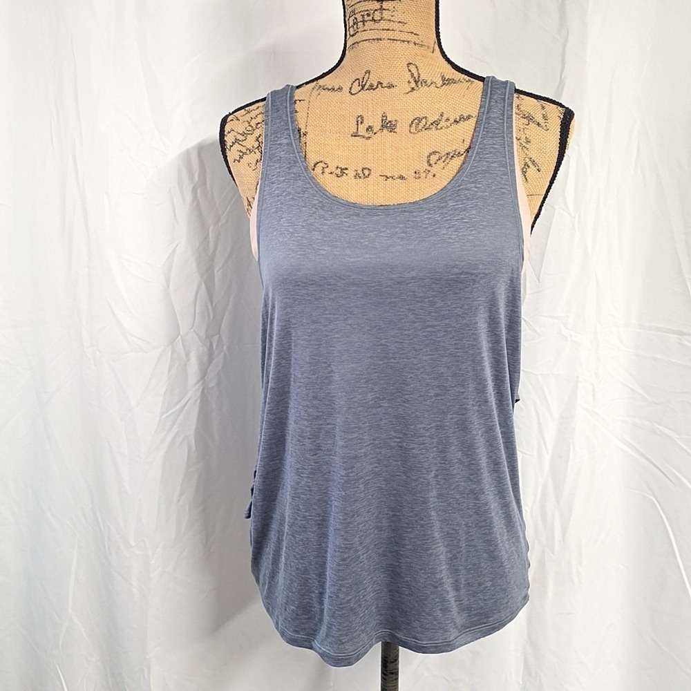 Lululemon Reenergized 2-in-1 Tank Top Womens sz 6 Gray Layered LW1BOJS Open Back